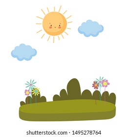 Landscape of a park with shrubs design vector illustration