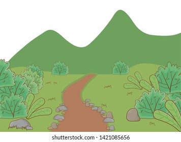 Landscape of a park with trees design vector illustration