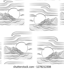 landscape pattern graphic summer seamless vector pattern