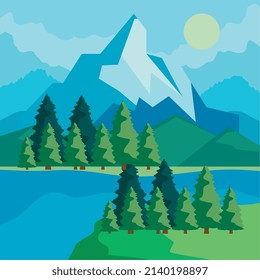 Landschaft mit Gipfel und See
