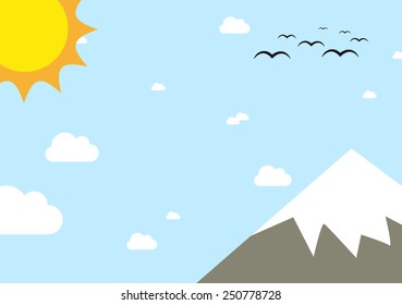 Landscape with peak of the mountain during sunny day with a lot of copyspace