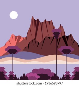 landscape peak mountain trees sky