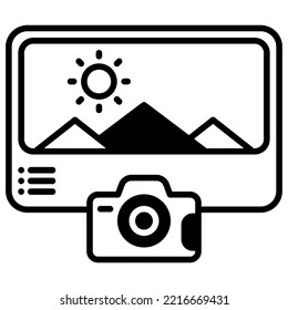 landscape photo with camera in front