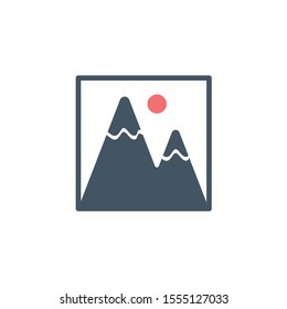 Landscape photo image or picture placeholder flat vector icon for apps and websites. Stock Vector illustration isolated on white background.