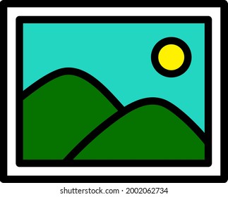 Landschaftsfoto einzeln auf Vektorsymbol.