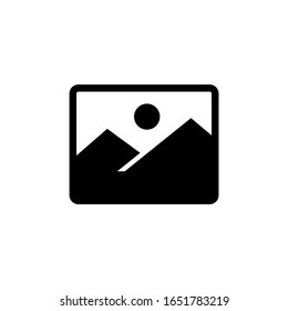 Landscape photo vector icon in black solid flat isolated on white background