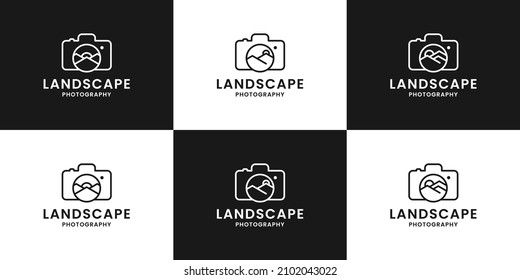 landscape photography logo design. adventure photographer logo template collections