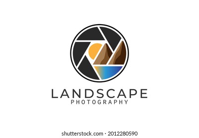 Landscape photography logo design inspiration, vector illustration
