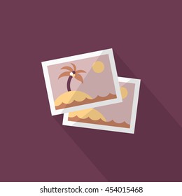 Landscape Photos, Vector flat long shadow design. Transport concept.