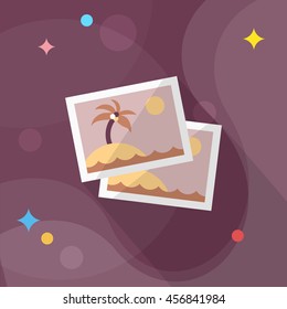 Landscape Photos, Vector flat long shadow design. Transport concept.