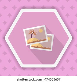 Landscape Photos, Vector flat long shadow design. Transport concept.