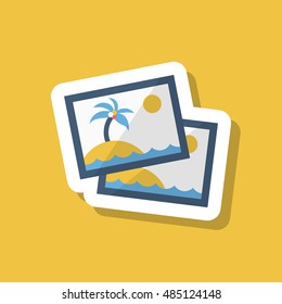 Landscape Photos, Vector flat long shadow design. Transport concept.