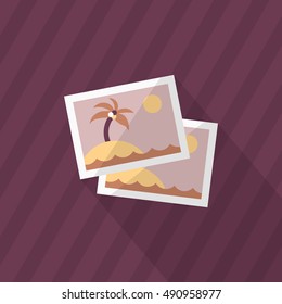 Landscape Photos, Vector flat long shadow design. Transport concept.