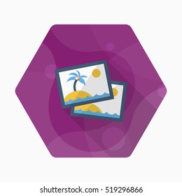 Landscape Photos, Vector flat long shadow design. Transport concept.