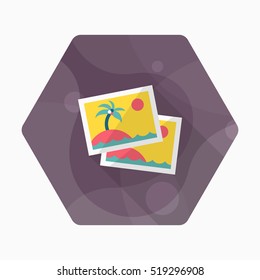 Landscape Photos, Vector flat long shadow design. Transport concept.