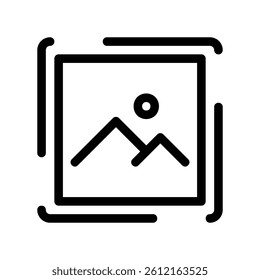 Landscape Picture Symbol Framed by Dashed Selection Area Marks