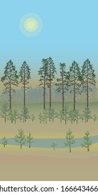 landscape with pine and fir trees vector