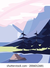 landscape with pines nature scene
