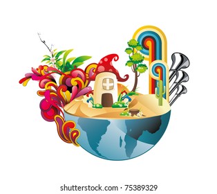 landscape planet fantasy vector