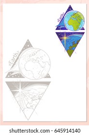 Landscape of planet. Rhombus. Earth