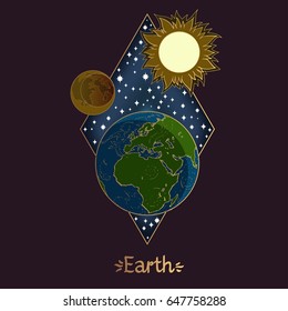 Landscape of planet. Rhombus. Earth