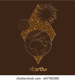 Landscape of planet. Rhombus. Earth