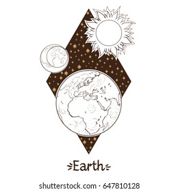 Landscape of planet. Rhombus. Earth