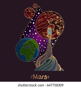 Landscape of planet. Rhombus. Mars