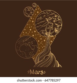 Landscape of planet. Rhombus. Mars