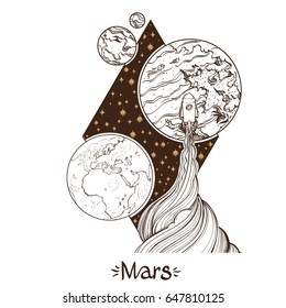 Landscape of planet. Rhombus. Mars