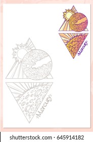 Landscape of planet. Rhombus. Mercury.
