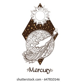 Landscape of planet. Rhombus. Mercury.