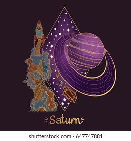 Landscape of planet. Rhombus. Saturn.