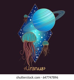 Landscape of planet. Rhombus. Uranus.