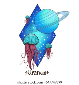 Landscape of planet. Rhombus. Uranus.