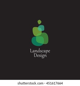 Landscape and Plant logo. Eco Flat Emblem.