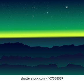 Landscape with polar lights