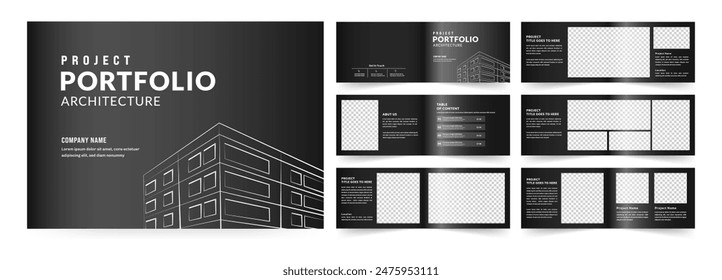 Diseño de Cartera de Paisaje Arquitectura Cartera Interior Folleto Diseño Ilustración vectorial