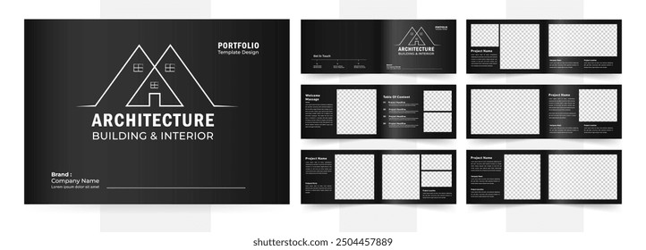 Landschaft Portfolio Layout Architektur Portfolio Interieur Broschüre Design Vektorgrafik