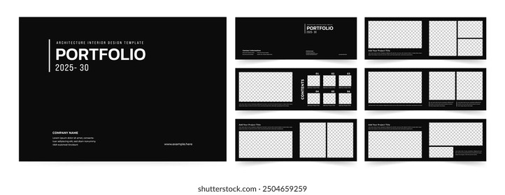 Landscape Portfolio Layout Architecture Portfolio Interior Brochure Design Vector Illustration