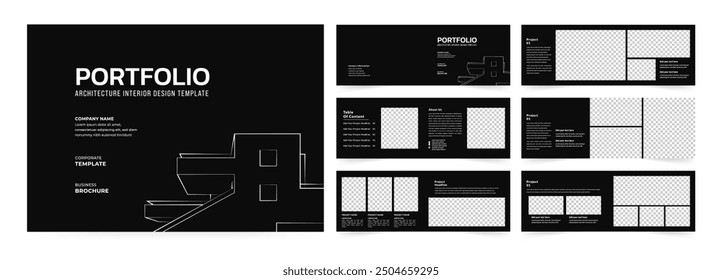 Landscape Portfolio Layout Architecture Portfolio Interior Brochure Design Vector Illustration