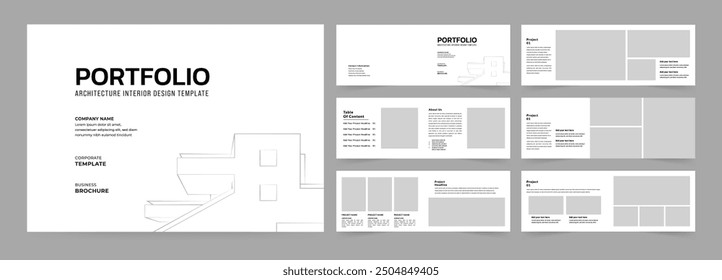 Landscape Portfolio Layout Architecture Portfolio Interior Brochure Design, Use for annual report, proposal, portfolio, brochure, catalog.