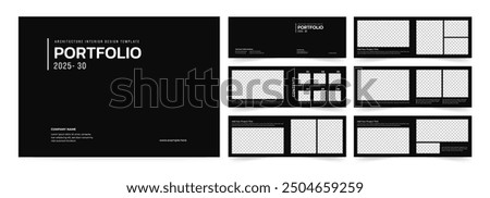 Landscape Portfolio Layout Architecture Portfolio Interior Brochure Design Vector Illustration