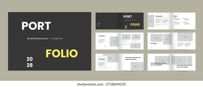 Landscape portfolio template design or real estate portfolio brochure modern minimal layout architecture and interior portfolio