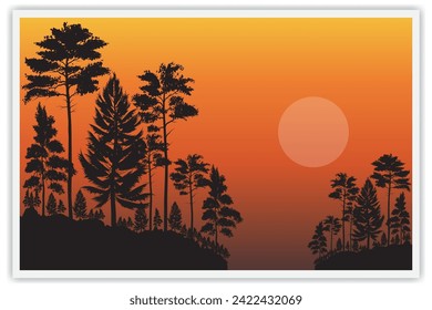 Landscape poster. Great for backgrounds, wallpapers, screens, social media etc. Vector. Colors can be edited