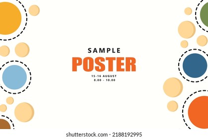 Landscape poster template with colorful circle decoration and planets. Suitable for event, concert, art performance, astrophysics conference, space, science convention, meeting, and exhibition.