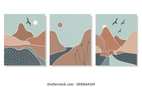 
Landscape posters set. Abstraction. Modern Art. Vector illustration.