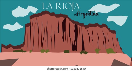 Landscape of the Province of La Rioja, Argentina, with its name in Spanish.