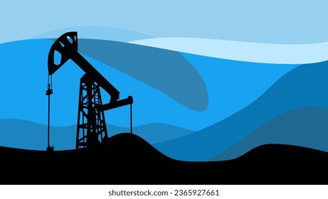 landscape with pump jack oil field, high quality vector - Shutterstock ID 2365927661
