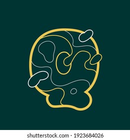 Landscape Q letter logo with geology line pattern. Modern font for adventure labels, mountain travel emblem, ecology posters and outdoor sport identity, etc.